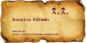 Korpics Kálmán névjegykártya