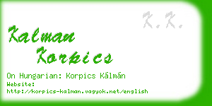 kalman korpics business card