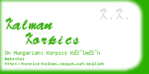 kalman korpics business card